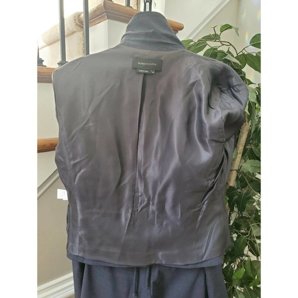 BCBGMAXAZRIA Women Solid Gray Wool Two Buttons Blazer & Pant 2 Piece Suit Size M - Picture 7 of 15